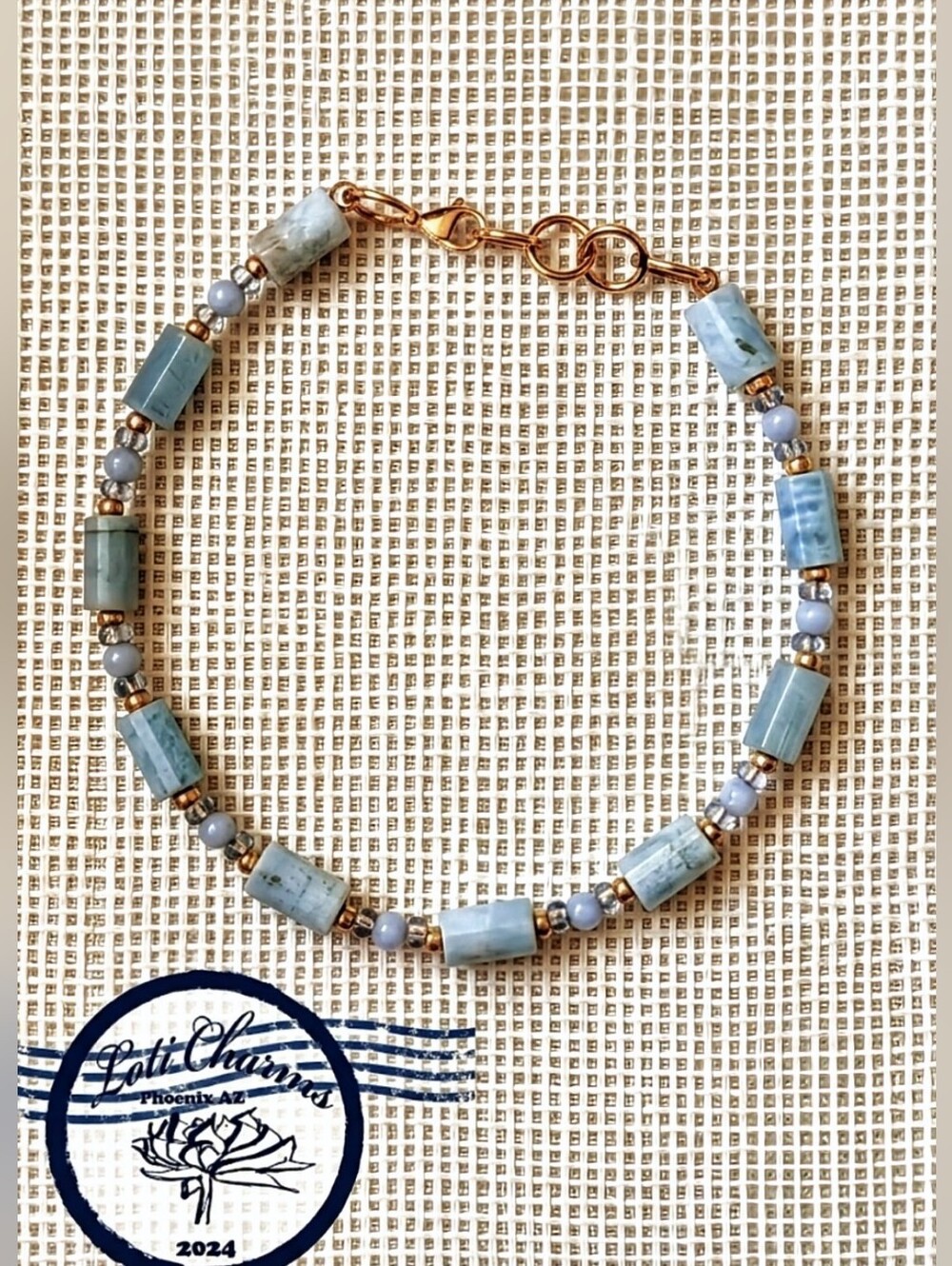 Natural Large Blue Aquamarine Stone And Bead Necklace Or Choker